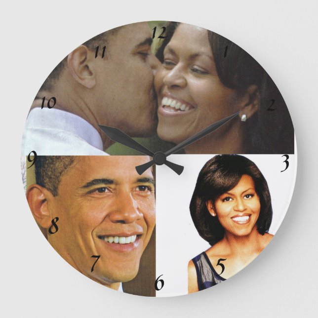 BARACK AND MICHELLE OBAMA clock Große Wanduhr (Vorderseite)