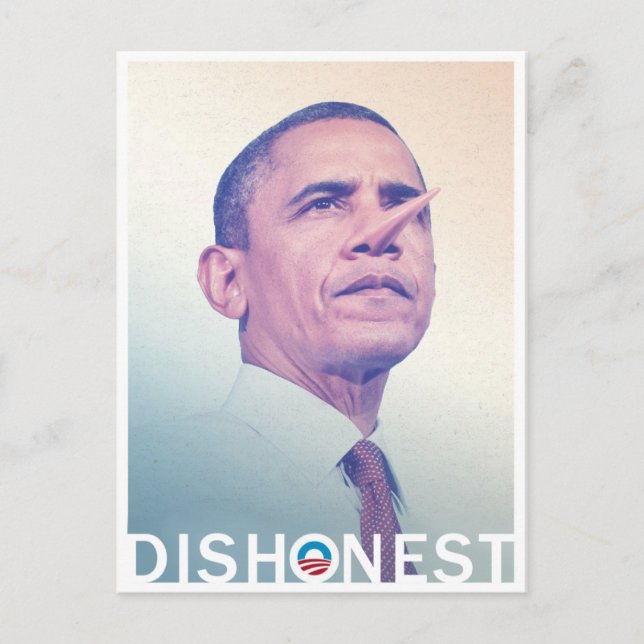 Barack Hussein Obama Unehrlicher Pinocchio Postkarte (Vorderseite)