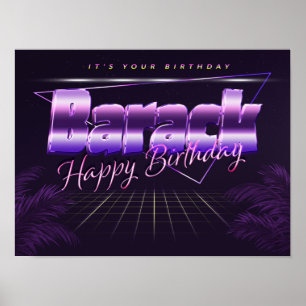 Barack Name Vorname lila retro Poster Geburtstag
