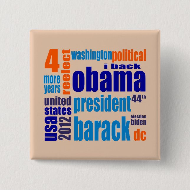 Barack Obama 2012 Umbau-Wolken-Knopf Button (Vorderseite)