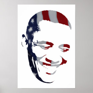 Barack Obama - Amerikanische Flagge - Poster