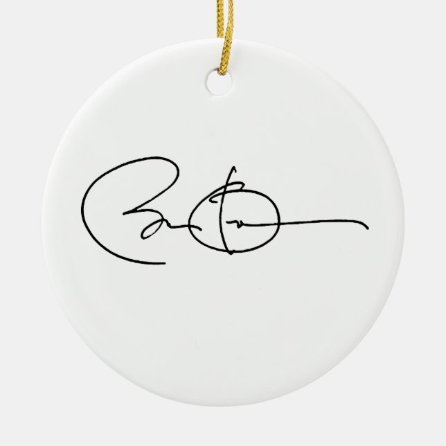 BARACK OBAMA AUTOGRAMM - .PNG KERAMIKORNAMENT (Vorne)