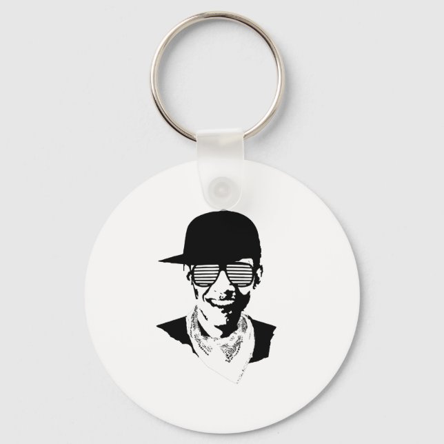 Barack Obama Cap Bandana Glasses Schlüsselanhänger (Vorderseite)