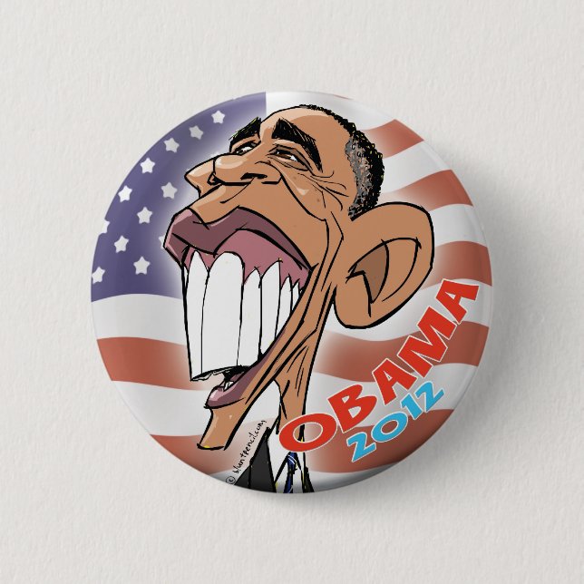 Barack Obama Cartoon-Karikatur-Knopf Button (Vorderseite)