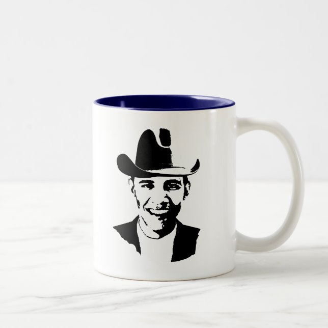 Barack Obama Cowboyhut Zweifarbige Tasse (Rechts)