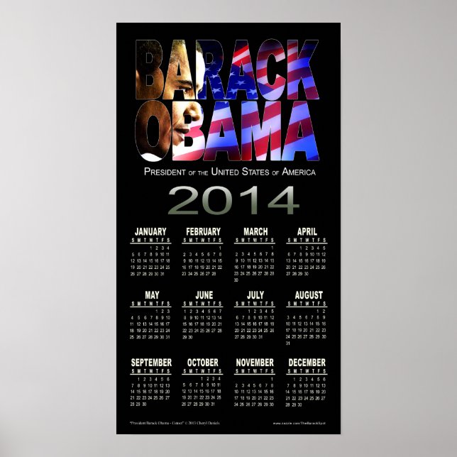 Barack Obama Cutout Calendar 2014 | schwarz Poster (Vorne)