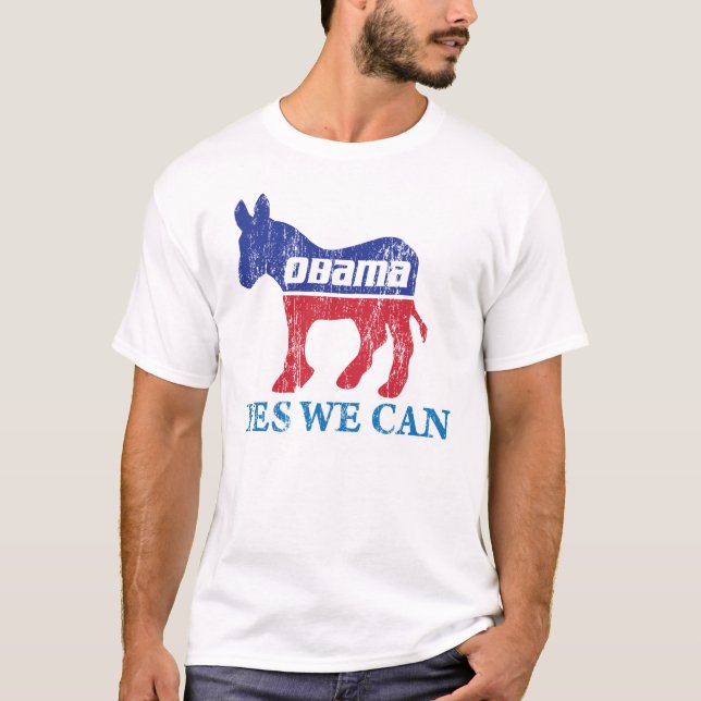 Barack Obama Demokrat Esel ja können wir T-Shirt (Vorderseite)