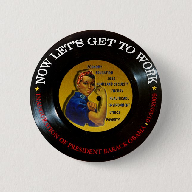 BARACK OBAMA EINWEIHUNGS-VINYL BUTTON (Vorderseite)