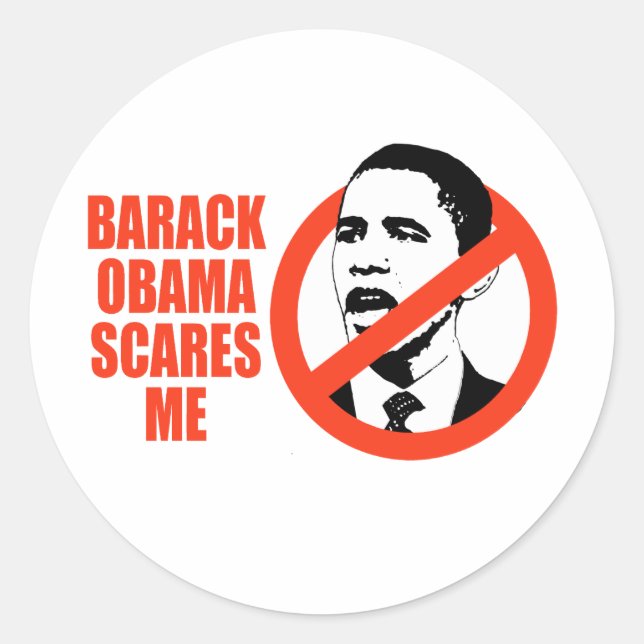 BARACK OBAMA ERSCHRICKT T - SHIRT ICH/ANTI-OBAMA RUNDER AUFKLEBER (Vorderseite)