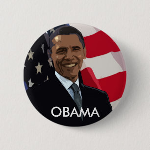 Barack Obama Flaggen-Knopf Button
