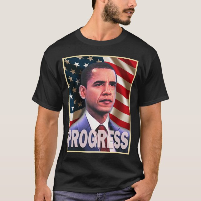 Barack Obama Fortschritt 2008 T-Shirt (Vorderseite)