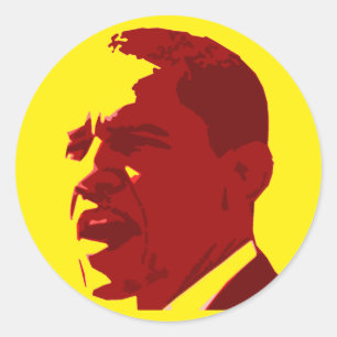 Barack Obama Gelb- und Rot-Profile-Aufkleber Runder Aufkleber
