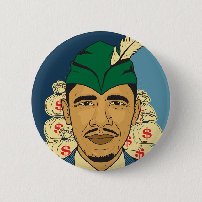 Barack Obama Hauben-Robin Hood Knopf-Kaserne Button (Vorderseite)