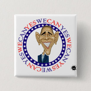 Barack Obama ja können wir - Rot und Blau Button