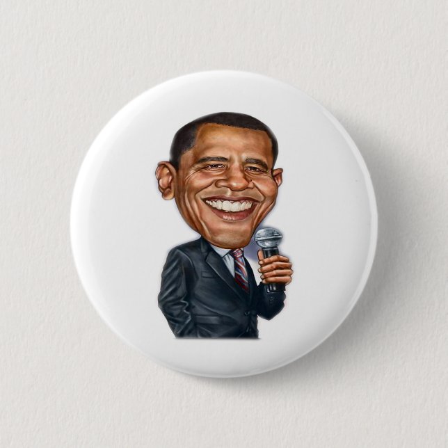 Barack Obama Karikatur-Reihe Button (Vorderseite)