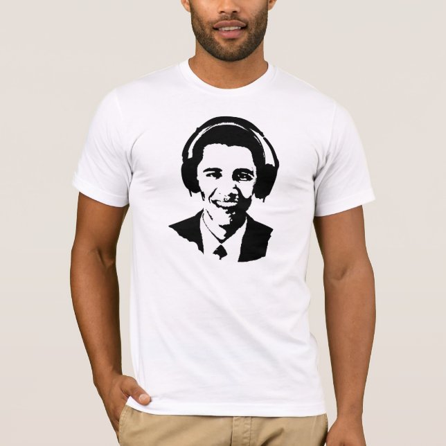 Barack Obama Kopfhörer-T - Shirt (Vorderseite)