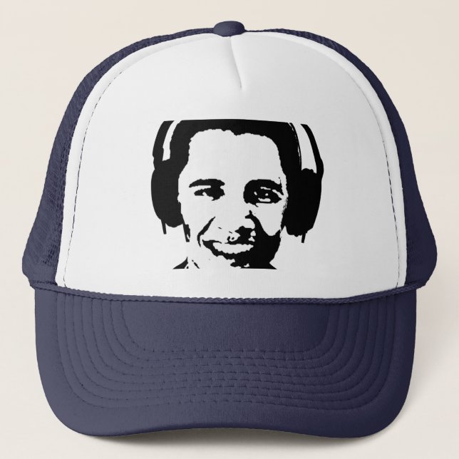 Barack Obama Kopfhörer T - Shirt Truckerkappe (Vorderseite)