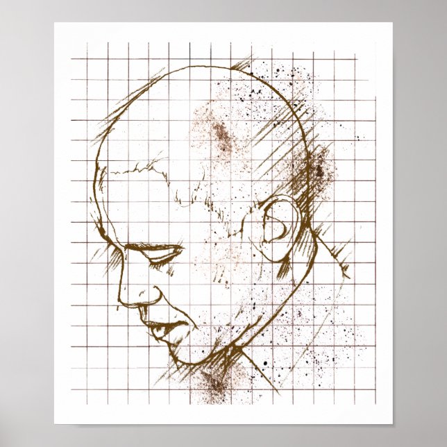 Barack Obama Line Zeichnend Poster (Vorne)