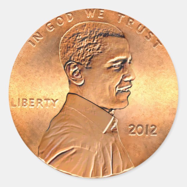 Barack Obama Penny 2012 Runder Aufkleber (Vorderseite)