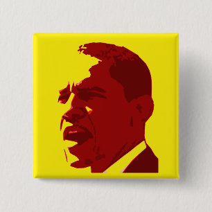 Barack Obama Porträt-Knopf im Rot auf Gelb Button