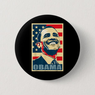 Barack Obama Präsident 44 US-Flag Happy Demo Button