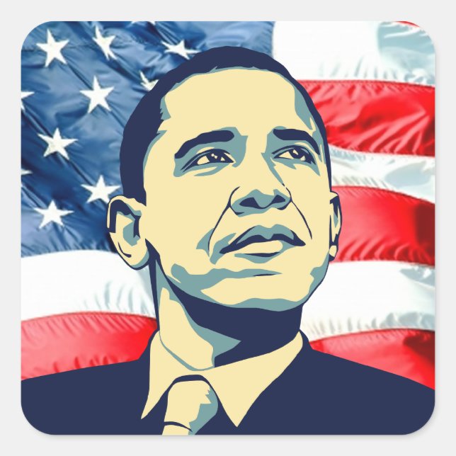 Barack Obama Quadratischer Aufkleber (Vorderseite)