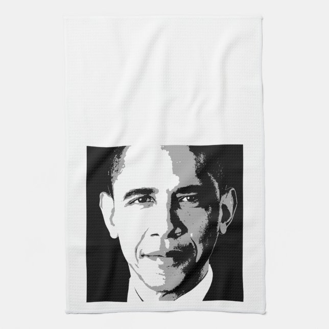 BARACK OBAMA QUADRATISCHES PORTRÄT - .PNG HANDTUCH (Vertikal)