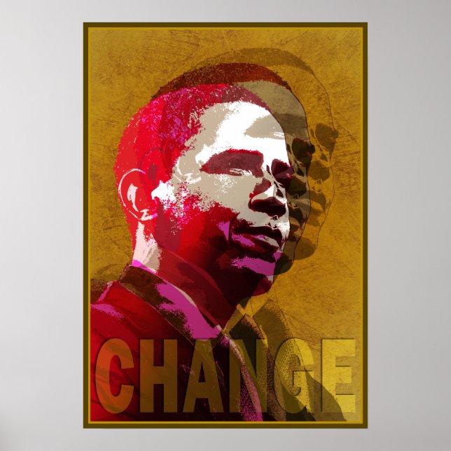 Barack Obama Red & Gold Poster (Vorne)