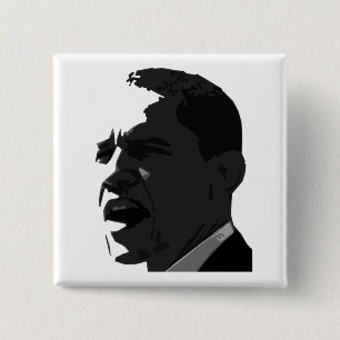 Barack Obama Schwarzes auf weißes Quadrat-Knopf Button
