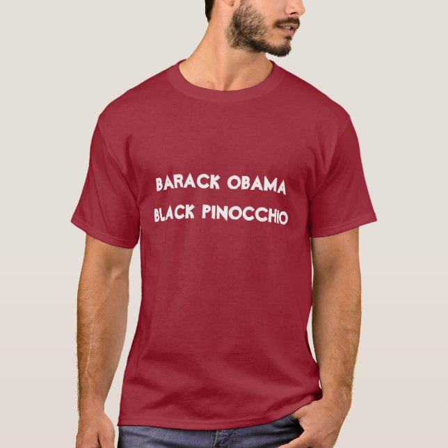 Barack Obama schwarzes Pinocchio T-Shirt (Vorderseite)