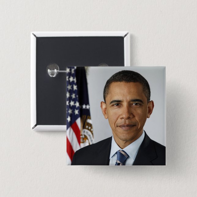 Barack Obama US-Präsident Weißes Haus Portrait Button (Vorne & Hinten)