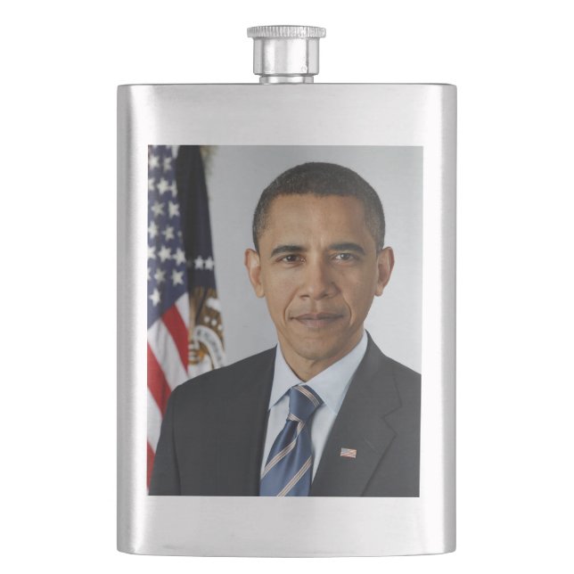 Barack Obama US-Präsident Weißes Haus Portrait Flachmann (Vorderseite)