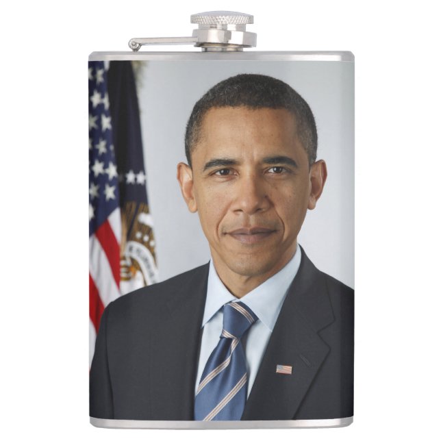 Barack Obama US-Präsident Weißes Haus Portrait Flachmann (Vorderseite)