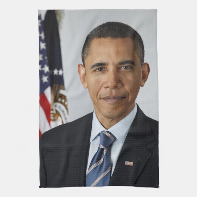 Barack Obama US-Präsident Weißes Haus Portrait Geschirrtuch (Vertikal)