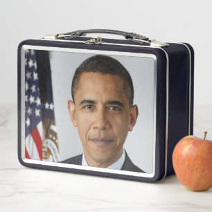 Barack Obama US-Präsident Weißes Haus Portrait Metall Brotdose