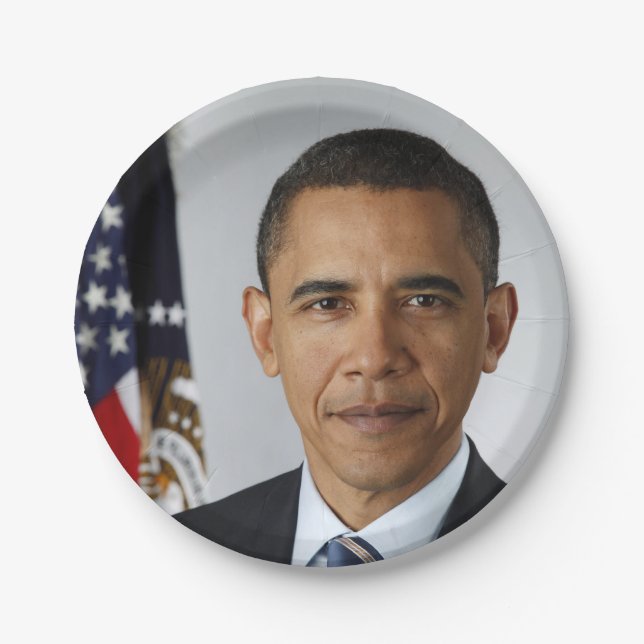 Barack Obama US-Präsident Weißes Haus Portrait Pappteller (Vorderseite)