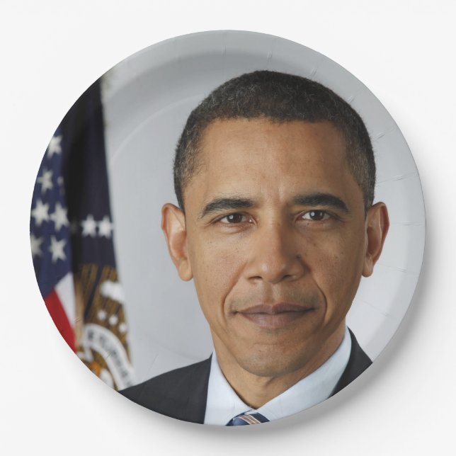 Barack Obama US-Präsident Weißes Haus Portrait Pappteller (Vorderseite)