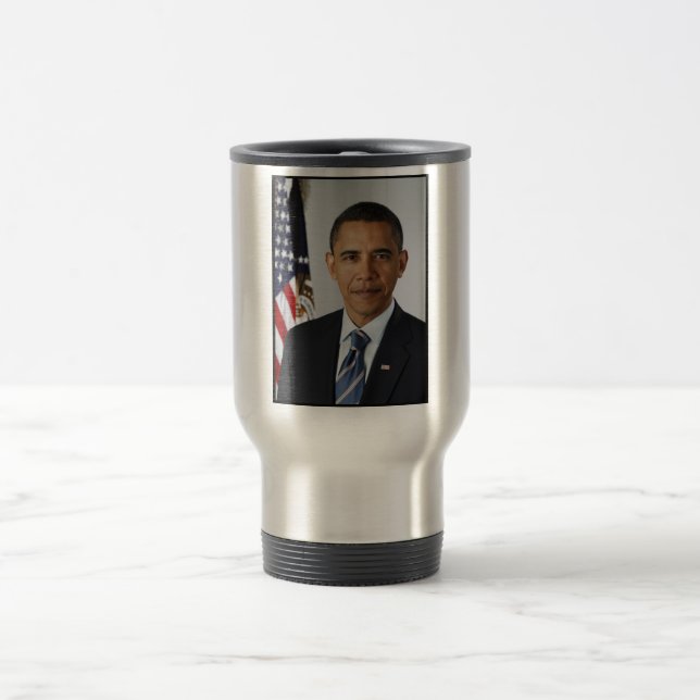 Barack Obama US-Präsident Weißes Haus Portrait Reisebecher (Mittel)