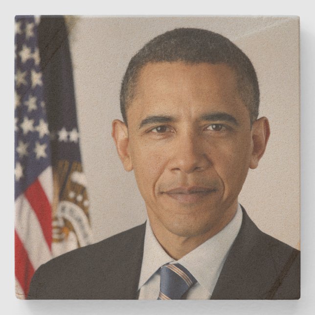 Barack Obama US-Präsident Weißes Haus Portrait Steinuntersetzer (Vorderseite)