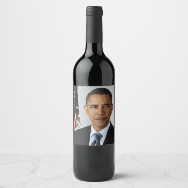 Barack Obama US-Präsident Weißes Haus Portrait Weinetikett (Vorderseite)