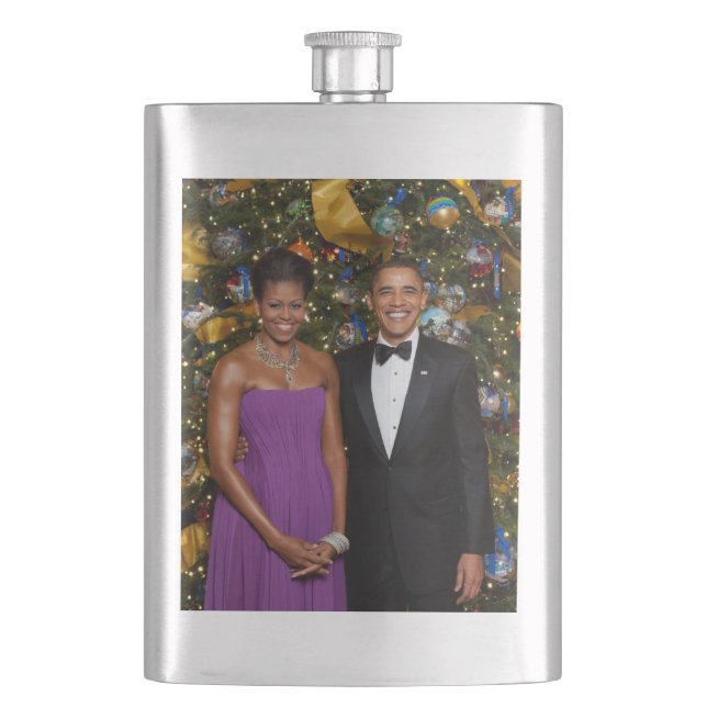 Barack Obama US President White House Christmas Flachmann (Vorderseite)