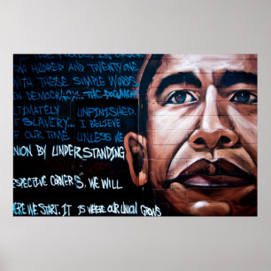 Barack Obama Wandgemälde u. Rede, Brooklyn, New Poster