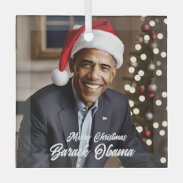 Barack Obama zu Weihnachten in der Weihnachtsmannm Ornament Aus Glas