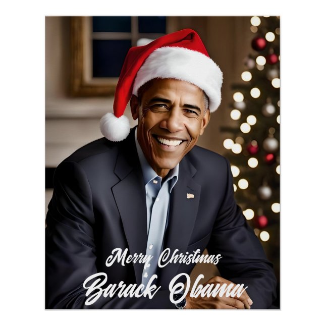 Barack Obama zu Weihnachten in der Weihnachtsmannm Poster (Vorderseite)