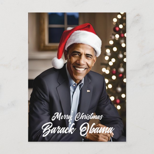 Barack Obama zu Weihnachten in der Weihnachtsmannm Postkarte (Vorderseite)