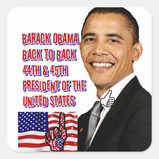 Barack Obama, zurück auf Zurück_ Quadratischer Aufkleber (Vorderseite)