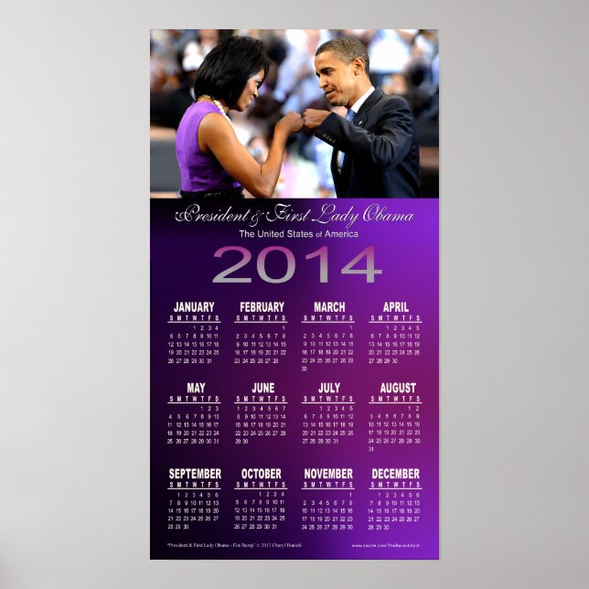Barack und Michelle Obama Fist Bump Calendar 2014 Poster (Vorne)