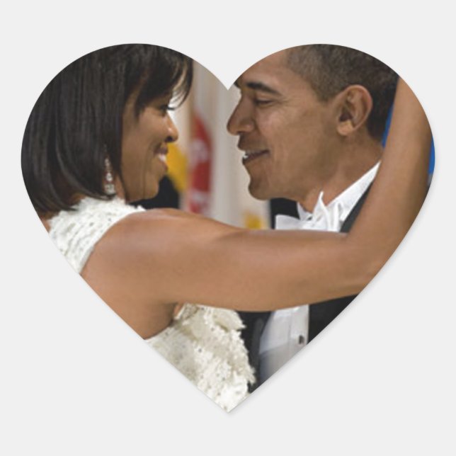 Barack und Michelle Obama Herz-Aufkleber (Vorderseite)