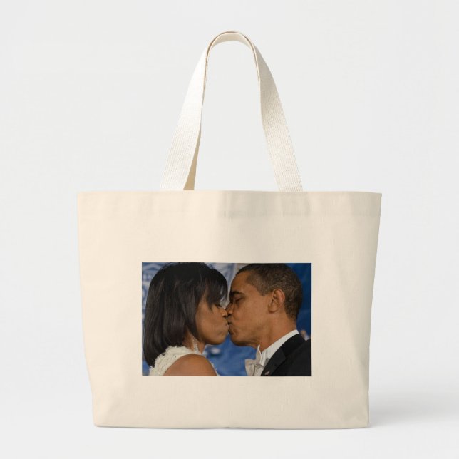 Barack und Michelle Obama Jumbo Stoffbeutel (Vorne)