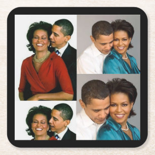 BARACK UND MICHELLE OBAMA RECHTECKIGER PAPPUNTERSETZER